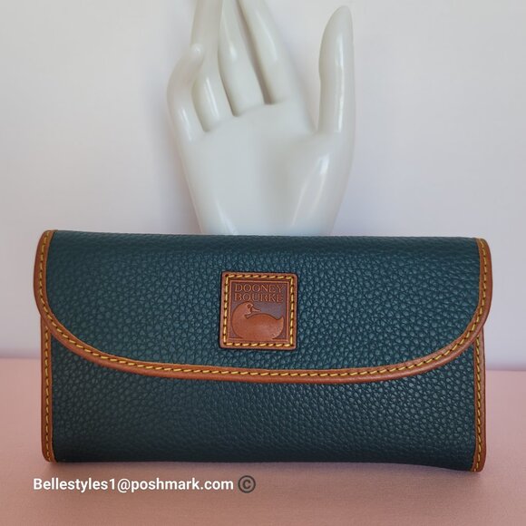 DOONEY & BOURKE Pebbled Grain Leather Continental Clutch Wallet- Teal color⭐ - Picture 6 of 16